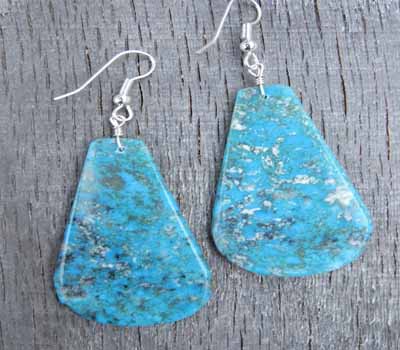 Turquoise Slab Earrings -Kingman Large C